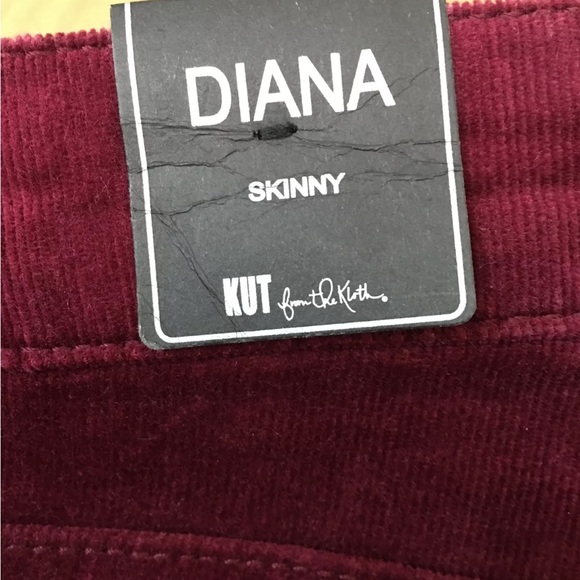 Kut From The Kloth Diana Skinny Velvet Corduroy Jeans Womens Size 4 Burgundy - Picture 4 of 5